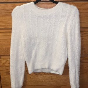 Fuzzy White Eyelash Sweater